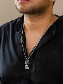 1pc Personalized Photo Necklace,Personalized Picture Necklace For Men, Customized Picture Necklace,Engraved Photo Necklace With Text,Memorial Photo Pendant Necklace For Women Men, Personalized Gifts For Him, Anniversary Gift For Husband,Wedding, Halloween, Birthday, Christmas Gifts - Multicolor - View 6