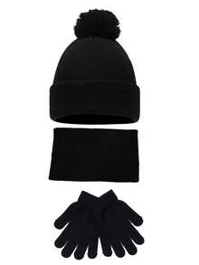 3件套针织帽+手套+围巾，A-Z字母针织帽配黑色手套，女婴帽，儿童针织帽，婴儿配饰，童帽，弹性幼儿男女童帽，1-3岁 - 彩色 - 查看 9