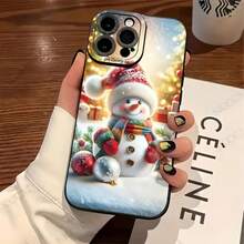 Una funda de teléfono moderna y creativa con un tema de muñeco de nieve navideño - diseño a prueba de golpes y resistente a caídas, resistente a la suciedad y duradera, compatible con  17/17 Pro/17 Pro Max/17 Air/ 16/16 Pro/16 Pro Max/16 Plus/ 15/15 Pro Max/15 Pro/15 Plus/ 14/14 Pro/14 Plus/14 Pro Max/ 13/13 Pro/13 Pro Max/12/12 Pro/12 Pro Max/11/11 Pro/11 Pro Max/XR/X/XS/XS Max, funda antivirus y protección integral, el regalo de cumpleaños perfecto para el novio o la novia o para uno mismo. - Negro 743 - Ver 1
