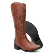 Women's Western High-Top Boot With Caramel Embroidered Country Embroidered Side Zipper Holiday - Lạc đà - Xem 5