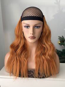 4 piezas de extensiones de cabello onduladas de 16 pulgadas de color rojo-naranja natural, piezas de cabello sintético adecuadas para uso diario de mujeres y niñas - Naranja - Ver 6