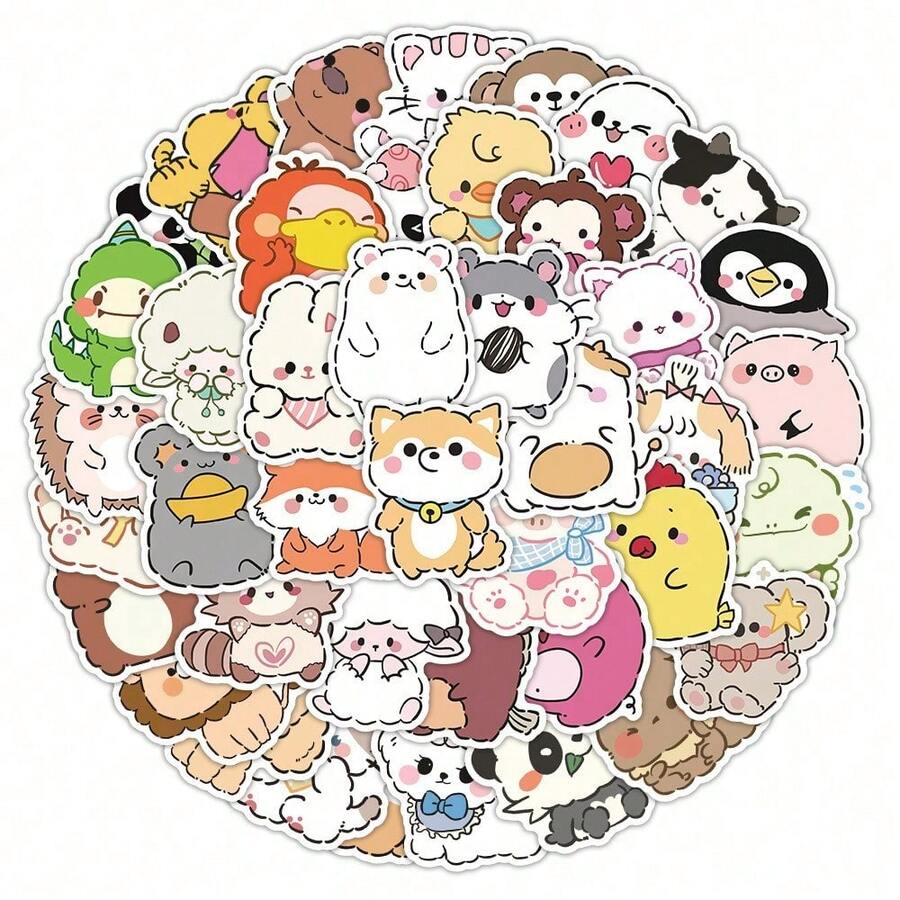 60 New Products Cartoons Cute Animals Stickers Decorative Stickers Hand Pads Waterproof Luggage Skateboard Wall Decorations, Halloween, Back To School Label Processing Stickers