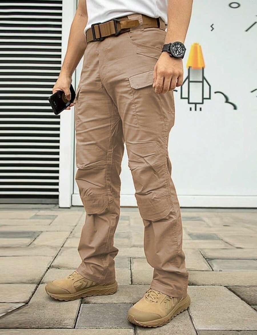 Mens Waterproof Cargo Pants Elastic Multiple Pocket Military Male Trousers Outdoor Joggers Pant Plus Size Tactical Pants Men - 卡其色 - 查看 1