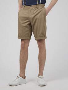 Ben Sherman Pantalón Corto Chino Slim Stretch  Verano    Regular    Bolsillo  Cordón  Botón    Playa - Caqui - Ver 5