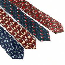 ZONFAZ 1 件男士圣诞元素缎面领带，雪花、圣诞老人、长袜、礼物图案，柔软亲肤 2.75 英寸领带，圣诞礼物和服装的最佳选择 - 彩色 - 查看 5