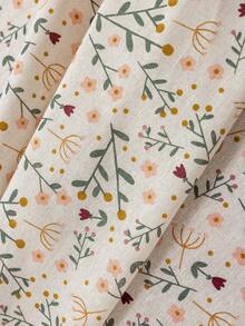 1pc Rustic Floral Curtain, Rectangular With Tassels Decor, Semi-Sheer Pole Top Curtain, Suitable For Bedroom, Living Room, Kitchen, Balcony, Patio, Study, Dining Room, Room Divider, Indoor Home Decor, All Season