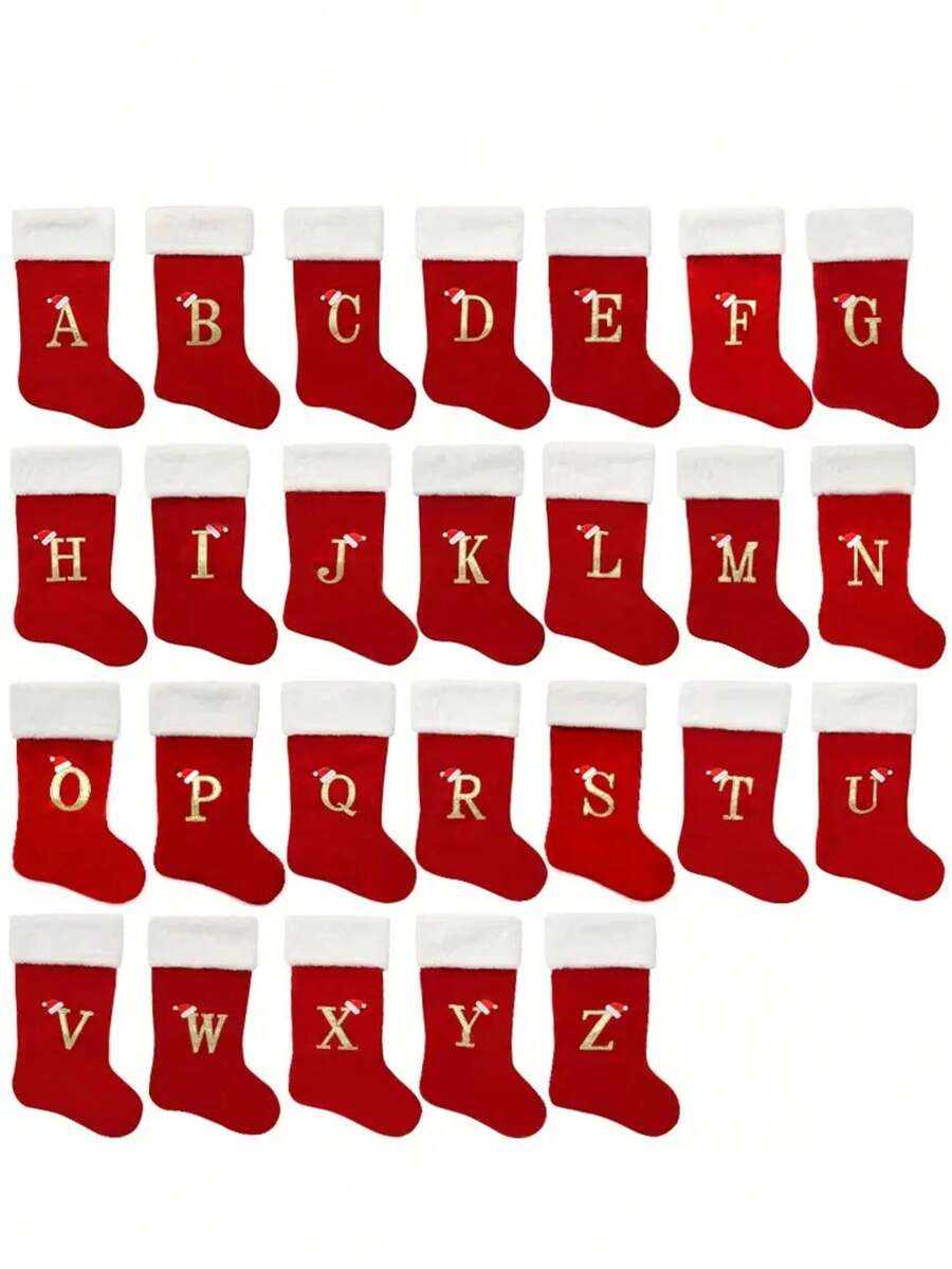 Large Christmas Stocking, Christmas Decoration English Letter Small Pendant, Letter Socks, Cartoon Gift Bag For Children