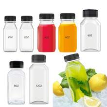 6pcs Reusable Plastic Juice Bottles, Transparent Large Capacity Beverage Containers With Black Lids, Suitable For Juice, Milkshake, Tea, Milk, Fruit & Vegetable Juice, Smoothie, Water And Other Drinks, Refrigeration Storage - Multicolor - View 1