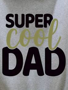 Sudadera con capucha de manga larga y cuello redondo con estampado de papá súper genial para hombres, patrón de sudadera suelta y casual para otoño e invierno, ropa de hombre como regalos - Gris Claro - Ver 2