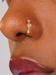 1 件星形心形鼻钉 925 纯银鼻环复古耳廓软骨穿孔简约珠宝婚礼派对珠宝礼物送给她的精美珠宝 - 彩色 - 查看 16