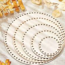 5 buc baze de coș de croșetat din lemn nefinisat - plăci rotunde goale, potrivite pentru proiecte de tricotat și artizanat DIY