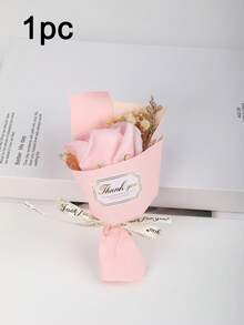 5pcs/1pc Set Artificial Flower Bouquet, Fake Rose Wrapped In Paper, Never Withering Flowers. Suitable As Mother's Day, Valentine's Day, Wedding Souvenirs, And Home Party Table Decorations.