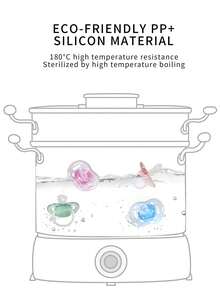 KUNT 4pcs Baby Pacifier Set, Daytime Round Nipple, Nighttime Flat Nipple, Silicone Pacifier Nipples With Dust Cover And Plastic Handle, PTCG Transparent Shell Design