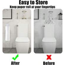 Soporte para papel higiénico sin taladro, estante de hierro para rollo de papel higiénico de baño, se adhiere a la puerta, soporte para toallas de cocina (blanco)