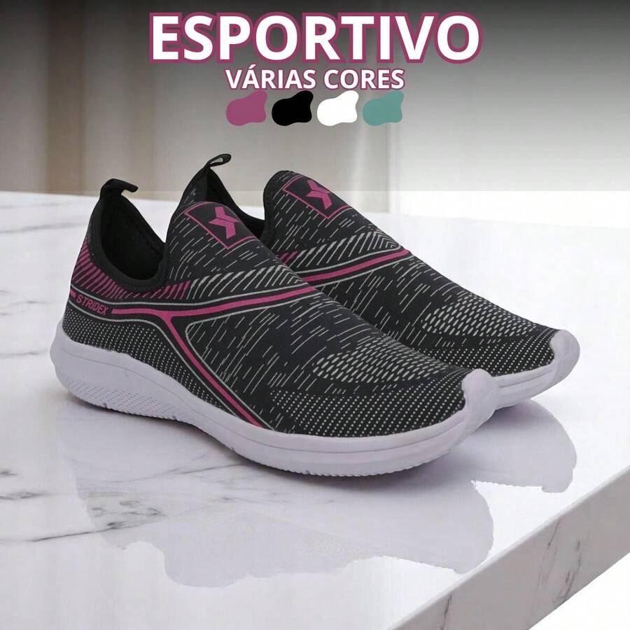 Tênis Meia Feminino – Design Anatômico, Calce Fácil e Conforto Ideal Para Qualquer Ocasião. - ROSA - Visão 1