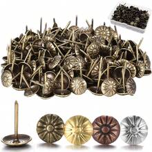 100 Pcs Upholstery Tacks For Decorative Furniture Upholstery Nails 11*16MM Vintage Head Diameter Brass Daisy Thumb Tack Push Pin Furniture DIY Decorative