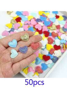 50 件/套闪光细节心形缝纫配件，现代涤纶服装缝纫配件