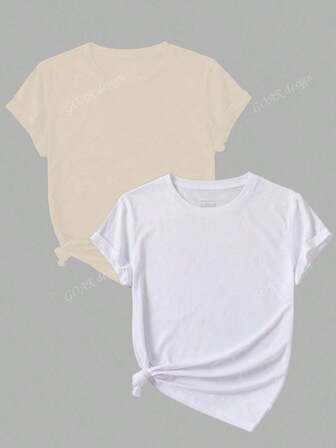 2 pcs conjunto set pack de dos piezas de camiseta playera top de manga corta mujer dama cómodo
