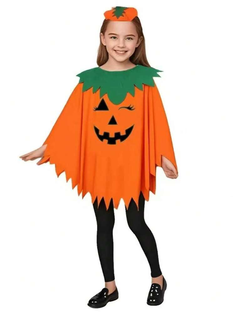 发光南瓜斗篷、披风和南瓜帽 - 节日服装套装。适合角色扮演、舞台表演和派对。节日装饰品，南瓜造型连帽披风。派对服装，摄影道具。 - 橘色 - 查看 12