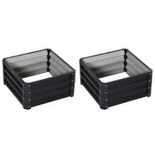 Outsunny Set Of Two 60 X 60cm Steel Planter Boxes Grey - Grey1 - View 1