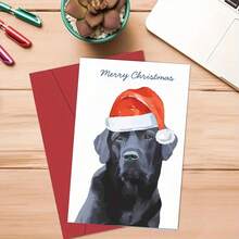 1 pezzo, Carta di Natale affascinante con Labrador nero e busta. - Perfetta per famiglia e amici, design festivo, regalo ideale per gli amanti degli animali domestici (12cm/4.7in X 17cm/6.7in)