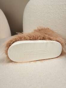 1 Paar Oversize 36-43 Batik Weihnachten einfarbig Y2K Party Punk Mode süße Kunstfell Patchwork Kunstfell gefütterte Overknee Stiefel, warm für Zuhause, Feiertage, Party im Winter