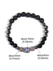 YAUKIA 1入組8mm黑碧璽、黑曜石和月亮石珠子手鍊，“共鳴負能量，淨化灰暗心靈”黑碧璽寶石-水晶治療共鳴珠寶手鍊 - 彩色 - 查看 6