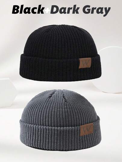 2 chiếc mũ len nam bằng da có họa tiết quả bí ngô, mềm mại, thời trang, ấm áp, phù hợp cho trang phục thường ngày mùa thu/đông, trang trí mùa thu, mùa hè, đi biển, kỳ nghỉ.