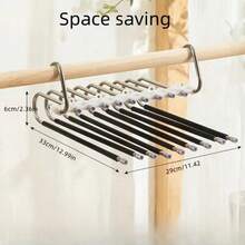9-Tier Hanger Saves Space. Multi-Functional Hanger Made Of Stainless Steel, Suitable For Storing Pants, Jeans, Leggings, Long Pants, Antique Black Ones. - Black - View 5