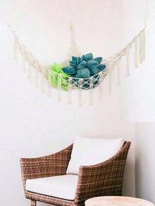 1pc Large Boho Stuffed Animals Net Or Hammock, Toy Hammock, Stuff Animal Storage Corner Hanging Net Holder, Mesh Hammock Plush Toy Hanging Storage With Tassel Hooks Bedroom Decorations Autumn Decor Festival Decor Room Decor Home Decor Fall Spring Decor Bedroom Decor