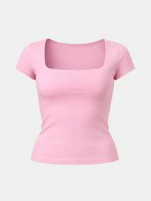 Kit 3 Women's Short Sleeve Suplex Blouse Cold Mesh Basic Blouse - Aqua Green, White and Pink Danone - View 3