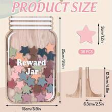 1 套 36 颗星的木制罐子星形奖励容器 - 适用于教室或家居装饰、星形奖励罐、家居装饰、桌面装饰、趣味星形礼物、分数奖励、自律奖励罐、木制装饰、木制星形奖励杯，旨在通过装饰性奖励制度鼓励积极行为，适用于教师和教室用品 - 彩色 - 查看 4