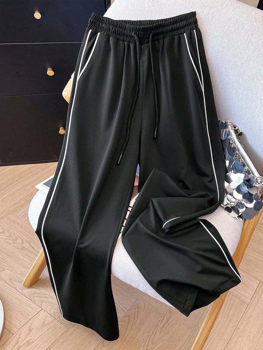 Plus Size Women Loose Casual Pants, Comfortable For Daily Wear, Suitable For Spring, Autumn And All Seasons