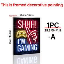 1 件霓虹灯游戏帆布海报，适用于电子竞技室、游戏室和男孩卧室的鲜艳帆布画，游戏玩家墙面装饰，海报，墙壁艺术，房间装饰用品帆布墙面艺术，房间海报，家居装饰，房间装饰美学，房间装饰用品。房间装饰，可选框架 - 彩色 - 查看 15