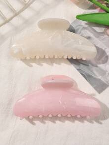 2个ABS材质春夏波西米亚粉白渐变大理石纹优雅简约复古超大半圆形发夹，适合派对、下午茶聚会、海滩秋季时尚女士发夹秋季发饰发夹发卡冬季度假装扮女士度假发夹 - 彩色 - 查看 4