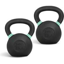 Powder Coated Cast Iron Kettlebell Strength Training Kettlebells Weight Set For Full Body Workout, Home Gym - I - Light green - 24 kg / 53 lb - View 1