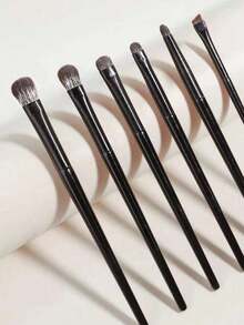 6pcs Soft Bristle Eye Makeup Brush Set For Eyeshadow Blending, Smudging, Eyeliner & Eye Detailing,Eyebrow Brush,Eyeshadow Brush,Spoolie,Spoolie Brush,Giveaways - 黑色 - 查看 5