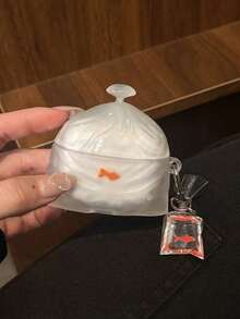 1 个创意 3D 金鱼设计硅胶保护壳带悬挂配件，兼容 Apple 1/2/Pro/3/Pro2/4th Gen（不含耳机） - 無色 - 查看 3