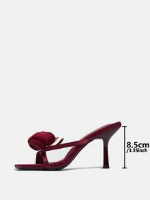 女士尖头穆勒鞋，透明高跟鞋，性感派对凉鞋，细高跟，锯齿鞋底，夏季必备 - 酒紅色 - 查看 5