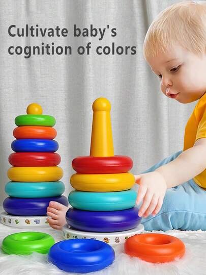 Baby Stacking Toys, Rainbow Tower Stacking Rings, Infant Rattle Tumbler, Early Educational Toys