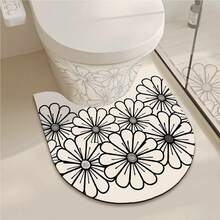 1/3 buc Covoraș Absorbant Antiderapant pentru Baie, Covoraș Diatomit cu Model Floral, Set de Baie, Covoraș de Toaletă în Formă de U și Covoraș pentru Chiuvetă, Covor de Bucătărie Decorativ de Crăciun cu Grosime de 2,5 mm