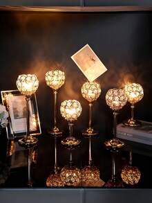 Set Of 3 Gold Crystal Bowl Candlestick Holders Metal Crystal Tealight Candelabras, Tall Crystal Votive Candlesticks Elegant Crystal Candle Stand For Dining Table Centerpiece Wedding Candle Decor,Room Decor,Gifts Birthday Graduation - Nhiều màu - Xem 1