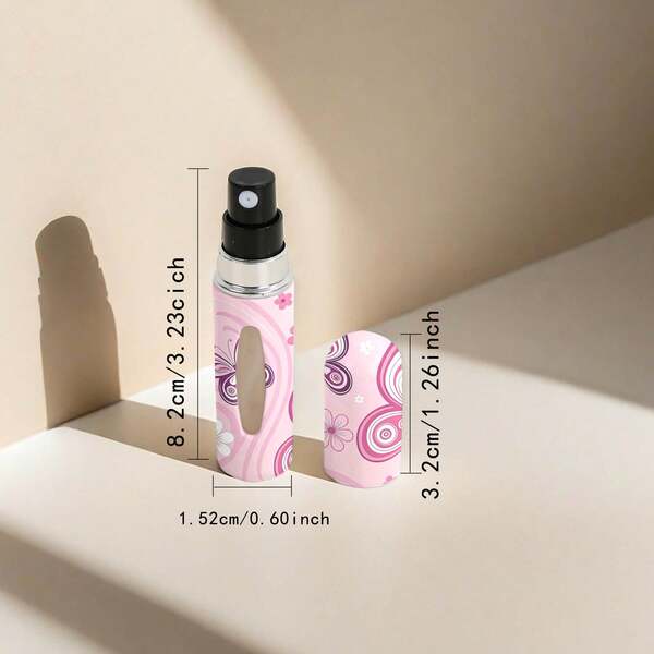 5ml Travel Perfume Atomizer – Refillable Mini Spray Bottle With Pink Rose Design