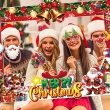 1/30pcs Christmas Photo Booth Props Set - Cartoon Santa Claus, Ssnowman, Elk Design, Festive Paper Glasses Frames For Holiday Parties & Events, Party Accessories, Ideal Christmas Gifts & Decor, Christmas Decor