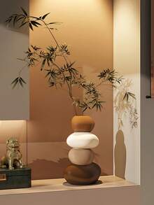 1件树脂雕塑叠鹿花瓶，几何石花瓶，时尚优雅设计，桌面摆件，适合作为家居和办公礼物，生日、毕业、圣诞节礼物，家居装饰，房间装饰，玻璃花瓶