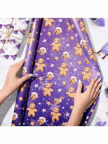 12PCS Purple Christmas Wrapping Paper - Snowman & Floral Design Festive Holiday Gift Wrap, Xmas Party Decorative Wrapping Sheets Christmas Christmas Decorations Christmas Pajamas Christmas Gifts Christmas Decor