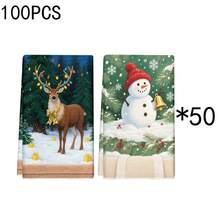 1 pieza/2 piezas/100 piezas Toallas de cocina y toallas para lavar platos con ilustraciones de dibujos animados con temática navideña, adecuadas para restaurante, cocina, baño, decoración interior, decoración de fiesta, regalos navideños, se pueden dar como regalos de Navidad - Multicolor - Ver 12