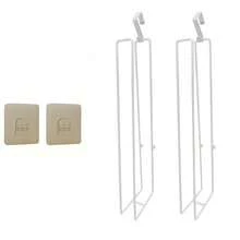 Soporte para papel higiénico sin taladro, estante de hierro para rollo de papel higiénico de baño, se adhiere a la puerta, soporte para toallas de cocina (blanco)