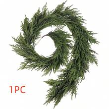 1/2 piezas Guirnalda artificial de pino de Norfolk con tacto real - 6 pies de verdor invernal para decoración de mesa, pared y puerta en Navidad - Guirnalda de pino falso para uso interior y exterior (verde realista)