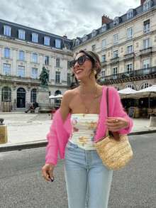 Áo khoác cardigan cổ chữ V dáng rộng LUBI Basic, kiểu dáng thoải mái, chất liệu vải dệt kim mềm mại, màu trơn, thích hợp mặc thường ngày vào mùa xuân, thu và đông, phù hợp cho sinh hoạt hàng ngày, đi làm, uống trà chiều, du lịch, ngày lễ tình nhân, năm mới. - Màu Hồng Tươi - Xem 4